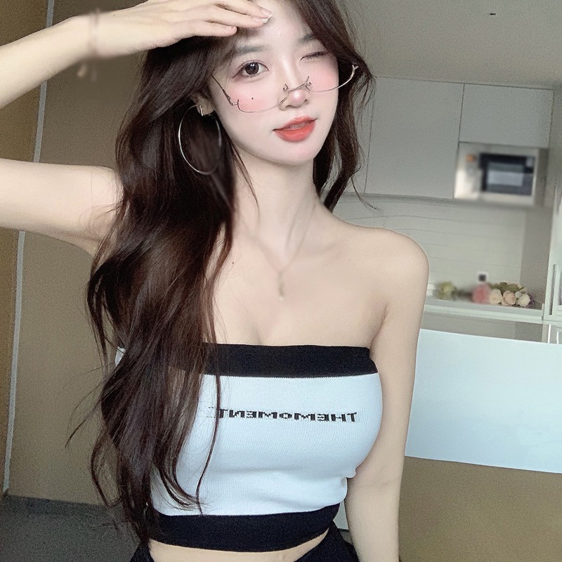 Áo Croptop Sát Nách Dáng Ôm In Chữ Thời Trang Cho Nữ