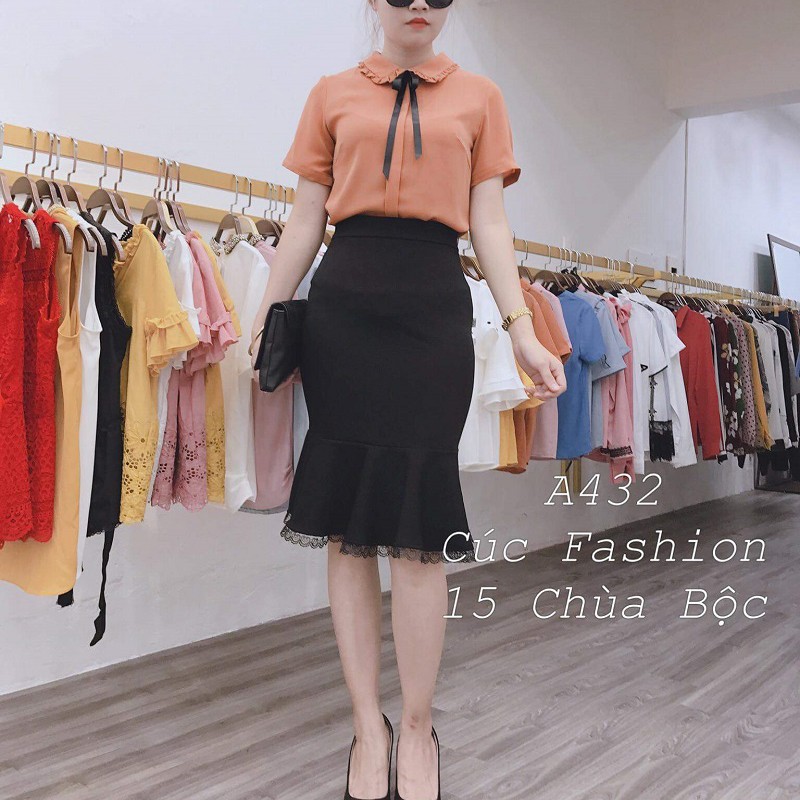 Chân váy nữ bút chì công sở co giãn Cúc Fashion CV510