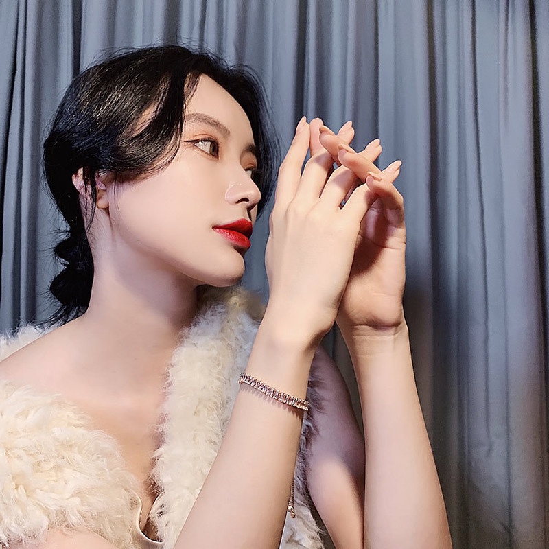 Vòng tay MANYUE đính đá zircon màu kẹo có thể điều chỉnh xinh xắn cho nữ