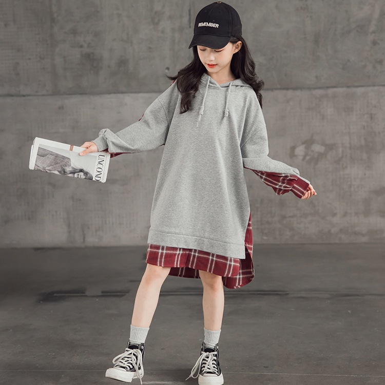 Đầm Hoodie Tay Dài Dáng Rộng Phong Cách Hàn Quốc Thời Trang Mùa Thu 2022 Mới Cho Bé Gái váy hoodie dài cho bé váy hoodie dài cho bé