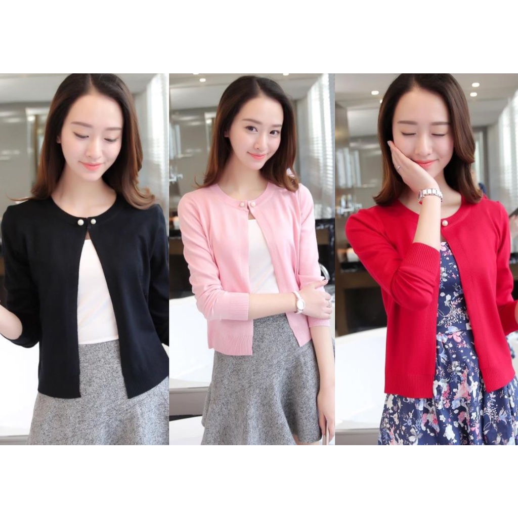 Áo Khoác Len Nữ Cổ Đính Cúc Ngọc ALN025 ShopMaySG Cardigan Dễ Thương Hàng Có Sẵn