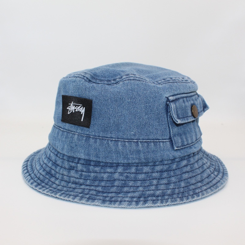 Mũ Bucket Stussy Denim Thời Trang Hè Hip Hop Unisex Mũ Chống Nắng