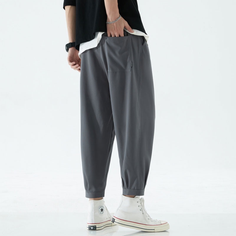 Quần Dài Thể Thao Vải Lụa Lạnh Dáng Rộng Thời Trang Xuân Hè Cho Nam