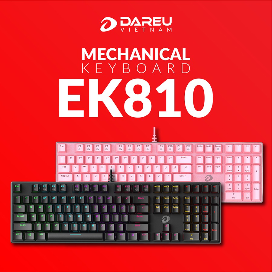 Bàn phím cơ Gaming DAREU EK810 - Queen/ Black (MULTI-LED, Blue/ Brown/ Red D switch) - Hàng chính hãng