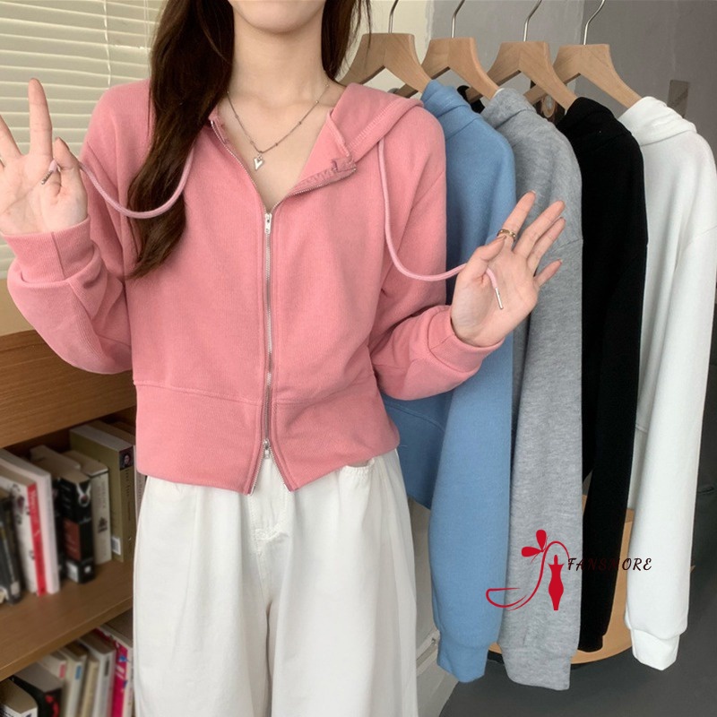 Áo Khoác sweater Tay Dài Có Mũ Trùm Khóa Kéo Phong Cách Hàn Quốc Thời Trang Mùa Thu Mới Dành Cho Học Sinh Trung Niên