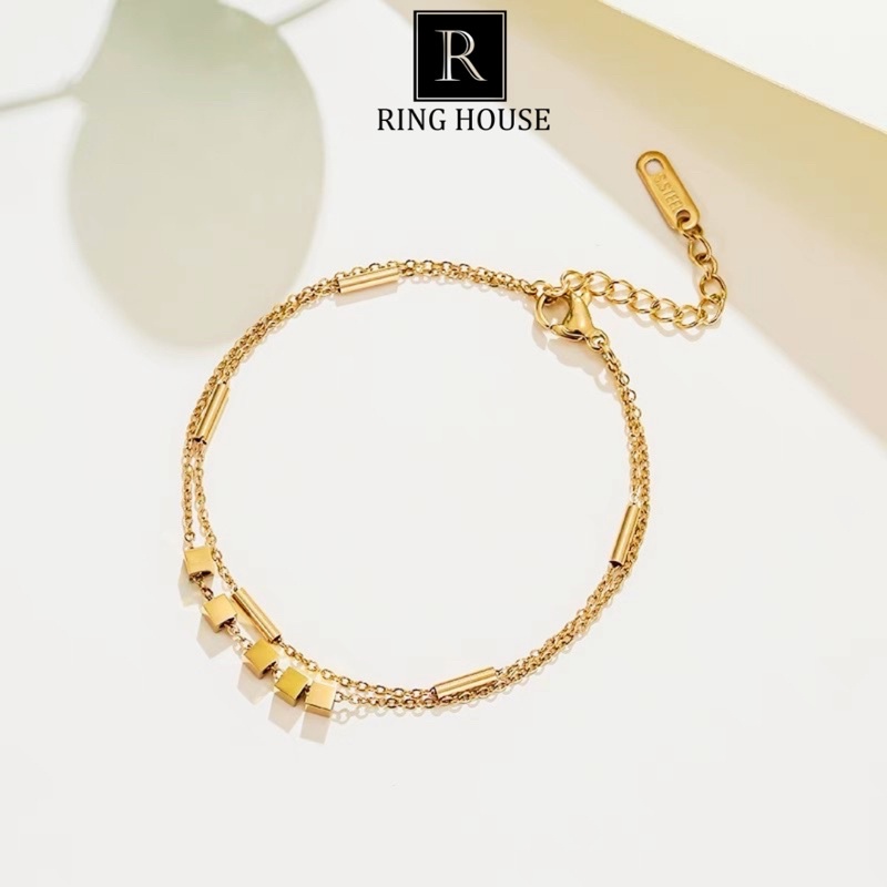 Lắc Tay Nữ Titan Cao Cấp Chuỗi Khối Vuông Đẹp Bracelet Ring House