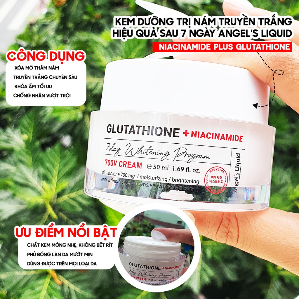 Kem dưỡng trắng Angel's Liquid NIACINAMIDE + GLUTATHIONE 7 day whitening program 700v cream