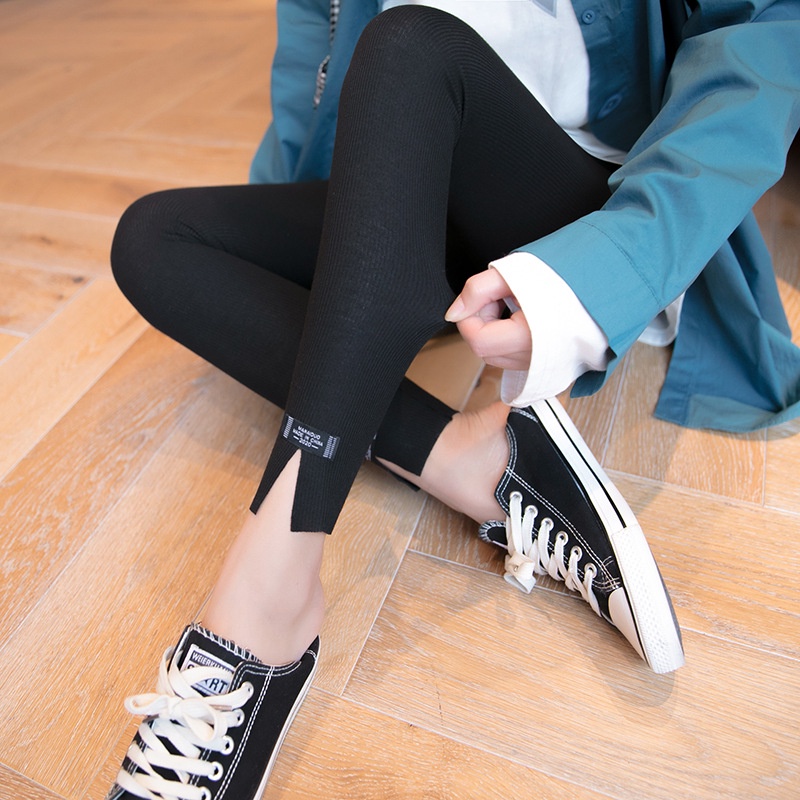 Quần legging gân mới vào mùa xuân và mùa thu / quần tất dài mỏng dành cho nữ / quần bó thun giảm béo
