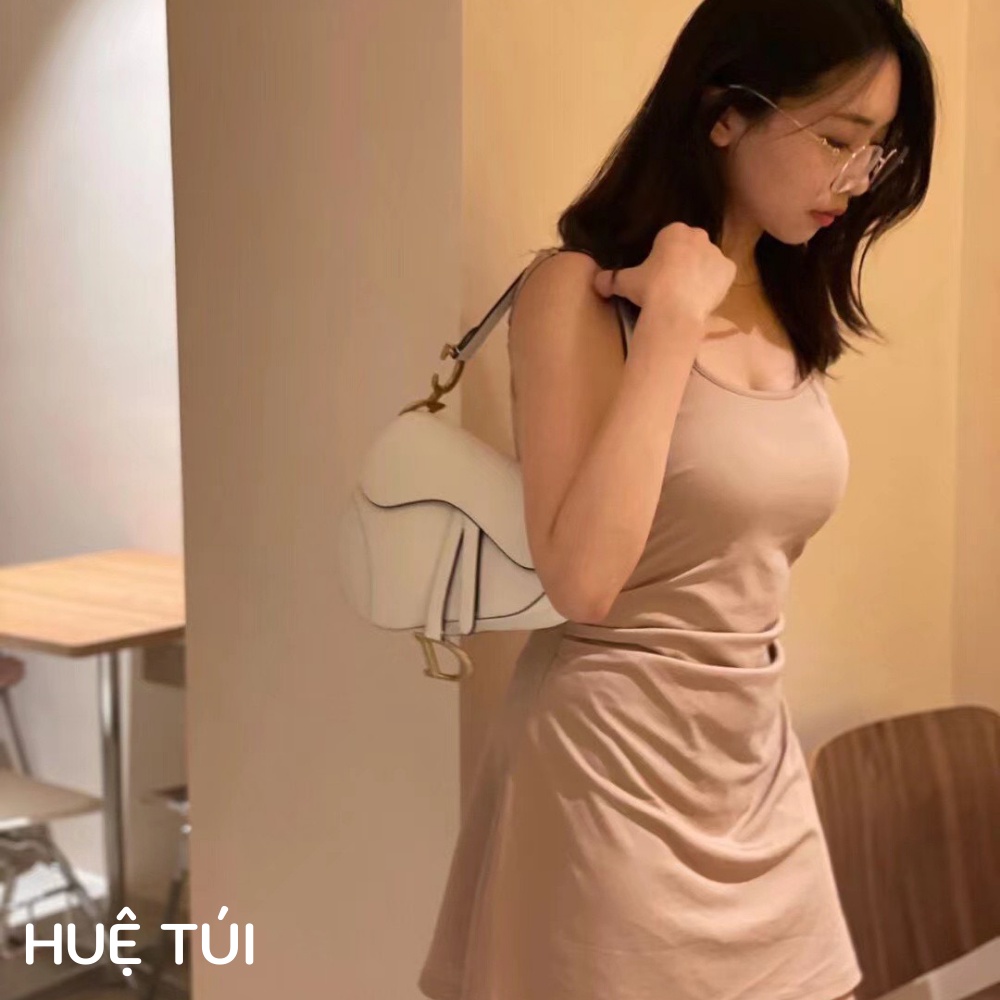 Túi yên ngựa chữ D màu trắng và đen chất liệu da cao cấp siêu đẹp phong cách hàn quốc TX07