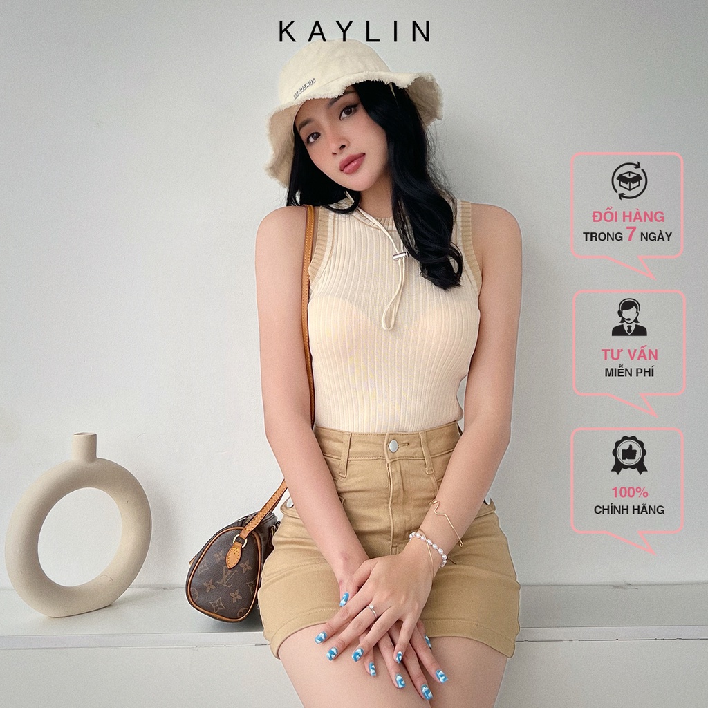 Áo ba lỗ nữ croptop chất len viền kiểu tank top N1762 - KAYLIN