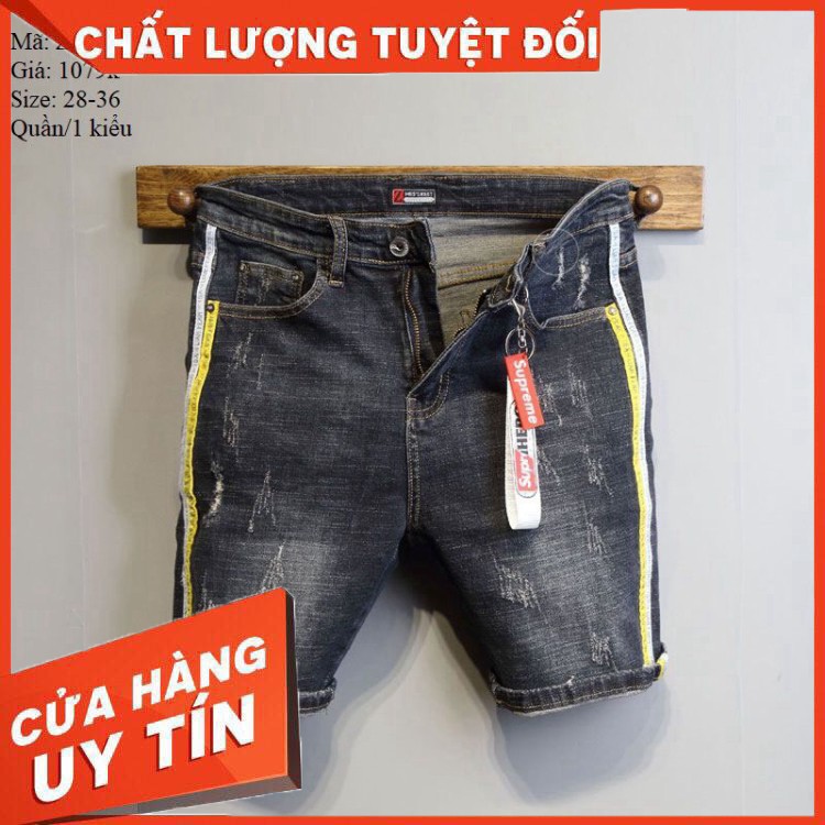 HÀNG NHẬP KHẨU -  Quần jean nam ngắn rách chất bò cao cấp - Hàng Nhập Khẩu