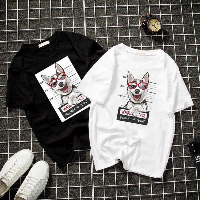 Áo thun unisex form rộng cún con đáng yêu vải dày mịn 2019T1735