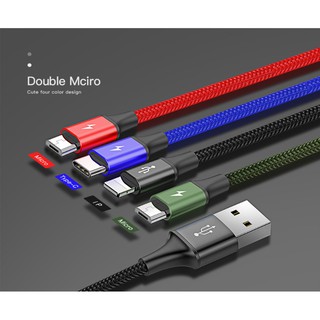 Cáp sạc 4 đầu ( 2 Lightning, 1 Micro Usb, 1 Type C ) Baseus Rapid Series
