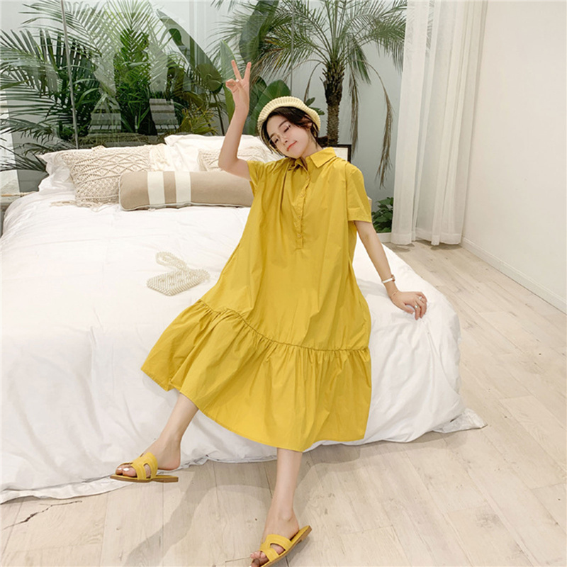 Women's summer new fashion large loose casual shirt skirt Short Sleeve Dress