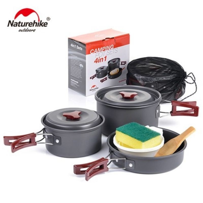 [Freeship Extra, kèm ảnh thật] Bộ 2 nồi và 1 chảo dã ngoại cao cấp Naturehike NH15T203-G, cam kết hàng chính hãng | BigBuy360 - bigbuy360.vn