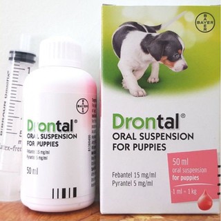 Drontal 50ml và VetWorm 10ml(Thái) dạng nước, dùng cho chó mèo.