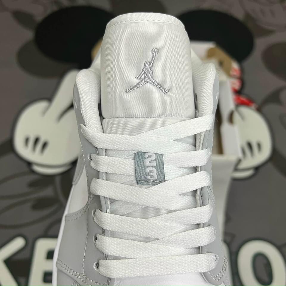 Giày Jordan xám trắng đế xanh, Giày Jordan 1 cổ thấp JD grey xám đế xanh bản đẹp full box bill tặng box bảo vệ-yugi19988
