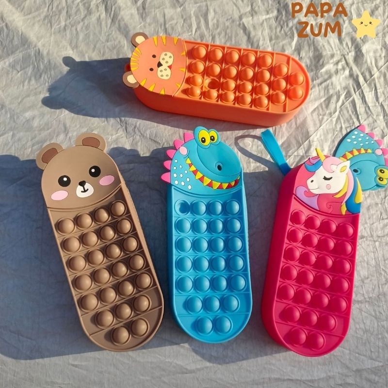 Hộp bút đồ chơi cho bé pop it chất liệu silicon nhiều hình cute hỗ trợ giải trí giảm stress hiệu quả PAPAZUM D4.040.HO