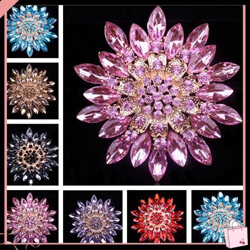 Ghim Cài Áo Hình Hoa Đính Đá Bằng Hợp Kim Lấp Lánh Thời Trang Cho Nữ