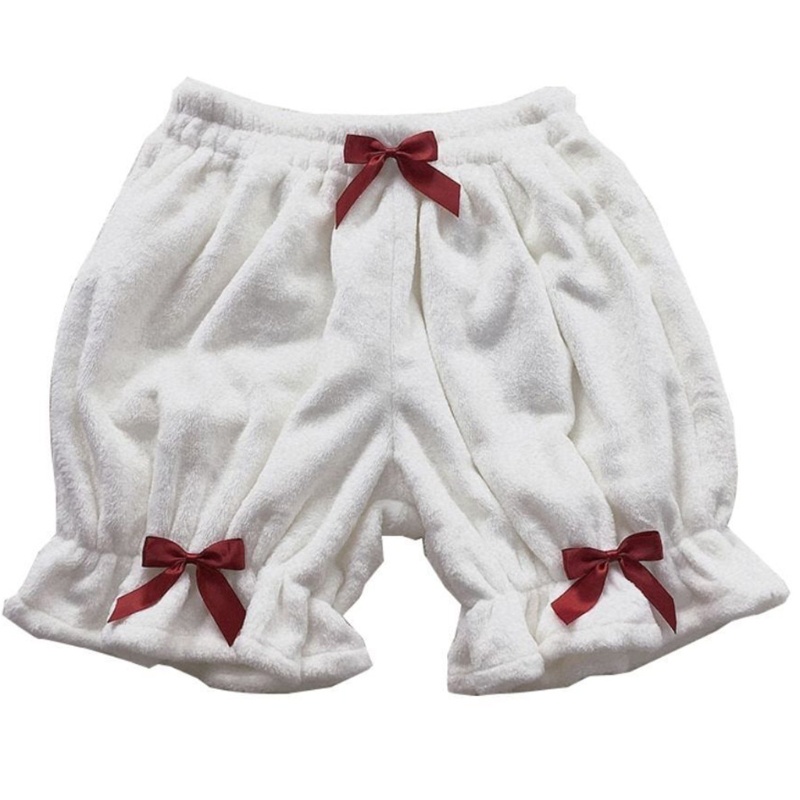 Youyo Quần Short Nhung Lông Xù Phối Ren Màu Trơn Giữ Nhiệt An Toàn Vào Mùa Đông Cho Nữ