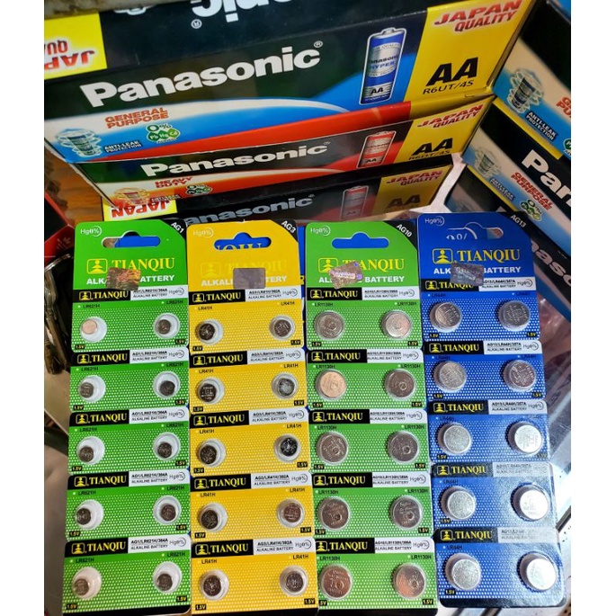 Vỉ 10 Viên Pin AG1, AG3, AG10, AG13, LR44, A76, SR44W, GP76A, 357, 364 389, LR1130, TinanQiu