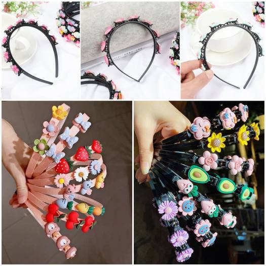 Bờm Kẹp Tóc Hàn Quốc Cho Bé Gái Có Đính Hoa Quả Siêu Cute (8 kẹp) Hot Nhất