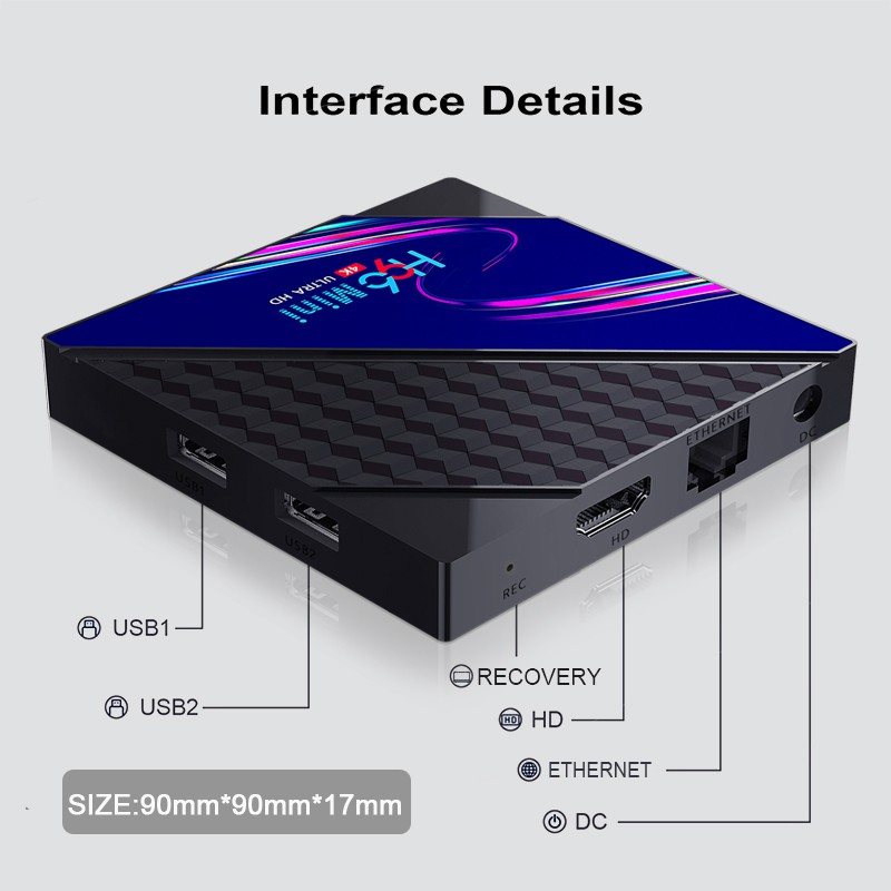 Tivi box android xem phim 4K bộ nhớ 16G Ram 2G xem nhiều kênh truyền hình bảo hành 12 tháng H96MINIV8 tv box