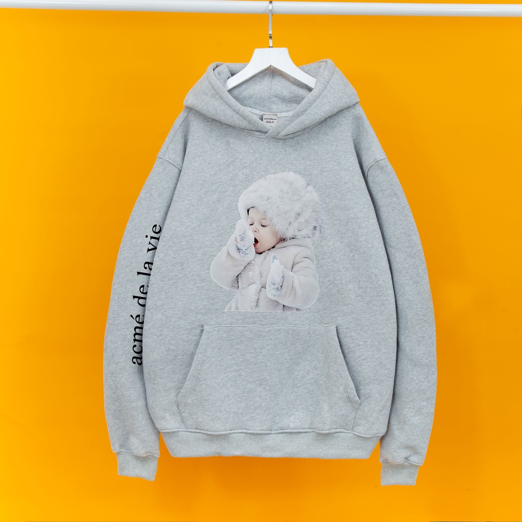 Áo nỉ hoodie ADLV EM BÉ TUYẾT Hogoto shop , Áo nỉ hoodie unisex nam nữ form rộng oversize chất liệu Cotton