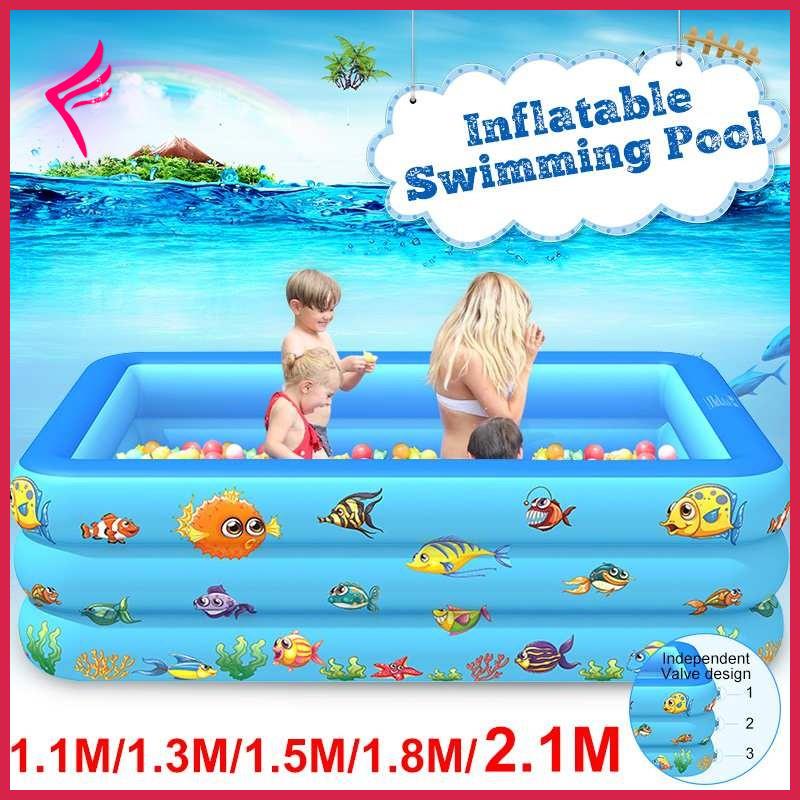 ✔️ Bể Bơi Phao Trẻ Em 3 Tầng, Hồ Bơi Tắm Cho Bé, Bồn Tắm Trẻ Em Hình Chữ Nhật Có Đáy Chống Trượt [Bả