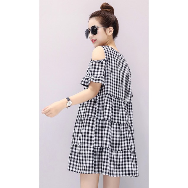 Đầm sọc caro dáng babydoll dễ thương [hàng y hình] 167