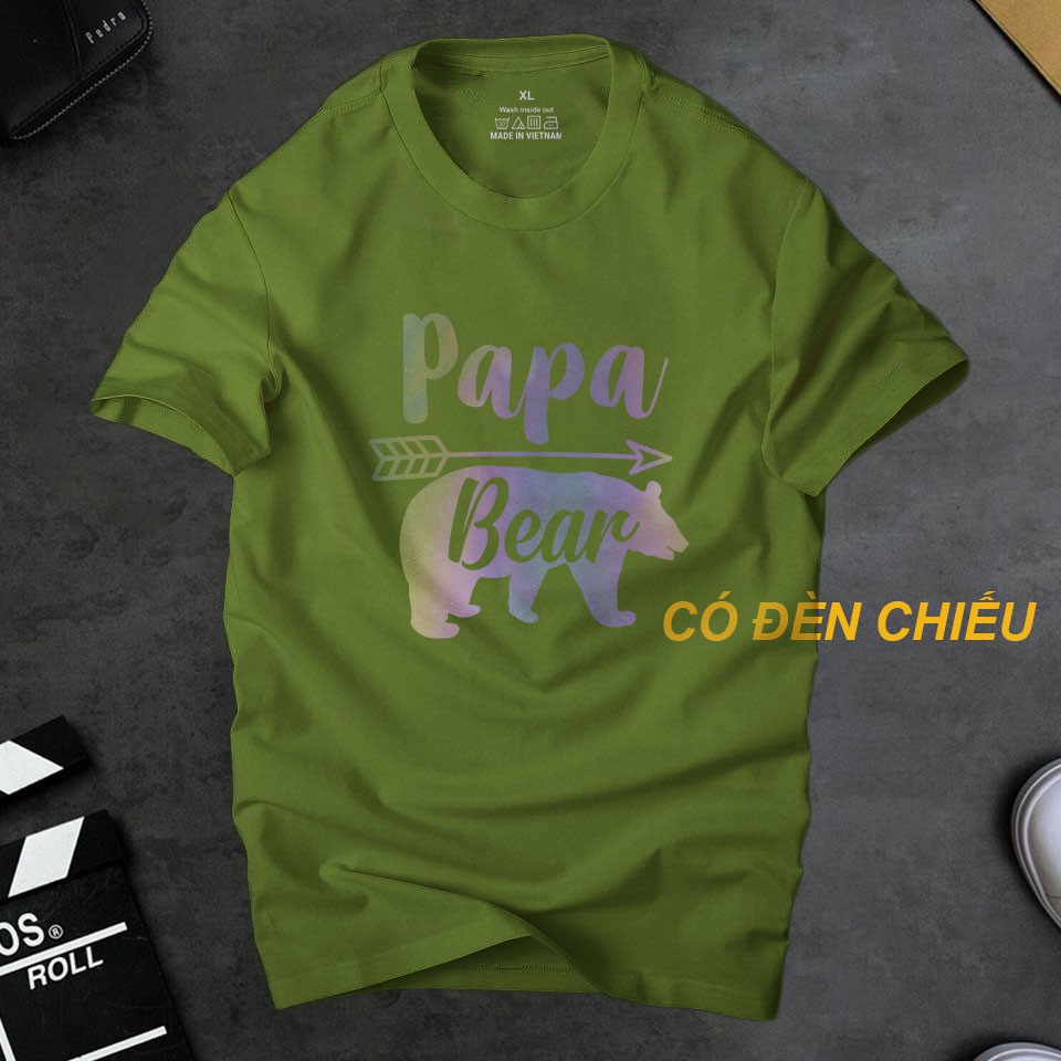 Áo thun nam cổ tròn Ur Sport Papa Bear phản quang 7 màu siêu nét,chất liệu cotton 4 chiều thoáng mát nhanh khô