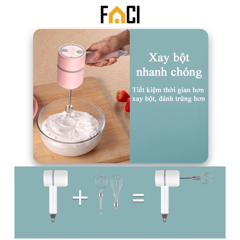 Máy xay thịt kèm đánh trứng mini sạc pin, xay thịt, xay tỏi ớt, xay đồ ăn dặm cho bé hiệu quả