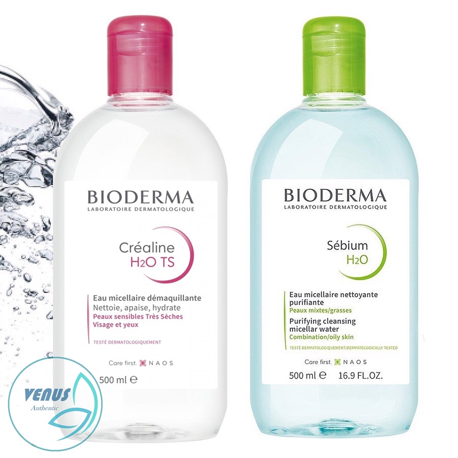Nước tẩy trang Bioderma 500ml Pháp cho da dầu mụn, da khô &amp; da nhạy cảm - Bản nội địa Pháp