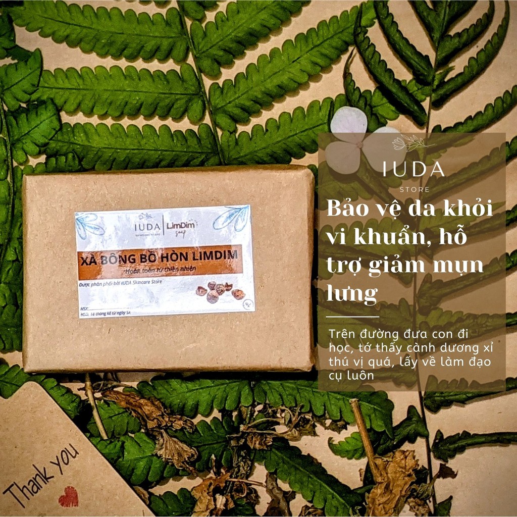 Xà bông hữu cơ bồ hòn hanmade (xà phòng tự nhiên) LIMDIM 120/60gr làm sạch, dưỡng da - IUDA Store | BigBuy360 - bigbuy360.vn