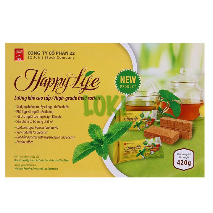 Lương khô Happy Life - Phù hợp cho người ăn kiêng và tiểu đường - 1 Hộp 420g 6 gói | BigBuy360 - bigbuy360.vn