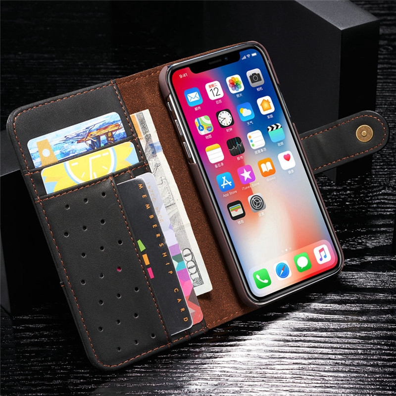 Bao da điện thoại PU nắp lật có ngăn đựng thẻ cho for iPhone 11 Pro X XS Max SE 2020 XR 6 6s 7 8 Plus