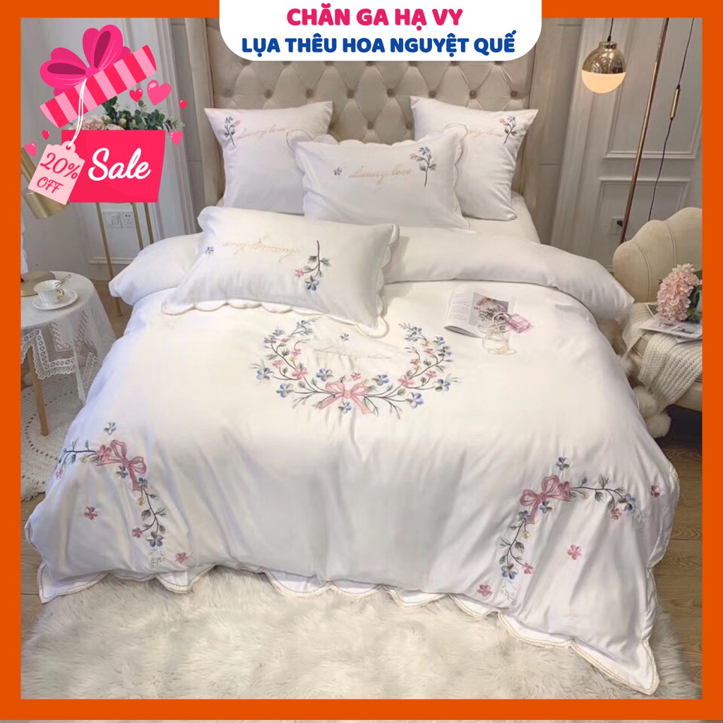 Bộ chăn ga và vỏ gối NQ/002 lụa nguyệt quế cao cấp, được chọn màu