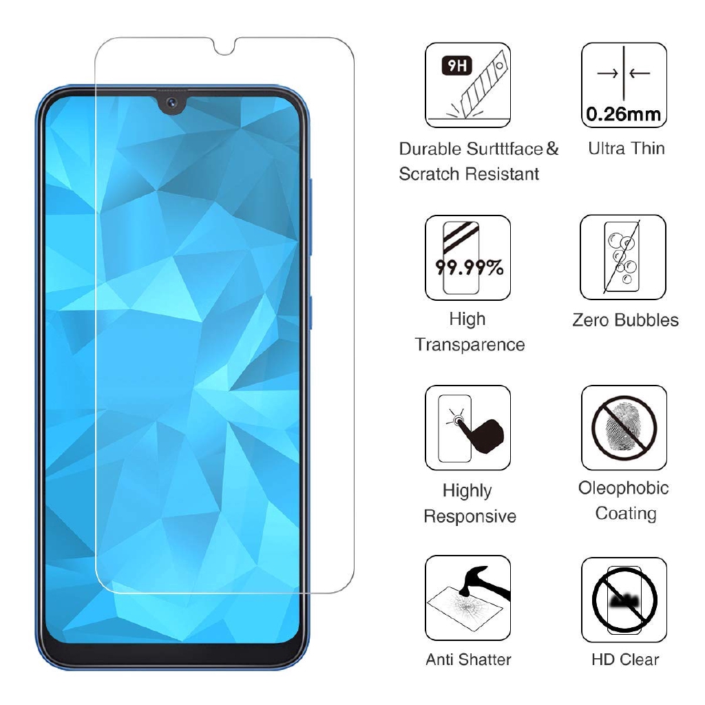 [DS] Set 3 Kính Cường Lực Bảo Vệ Màn Hình Cho Samsung Galaxy M10 M20 M30 A10 A20 A30 A40 A50 A80 A60 A70 A90 A80