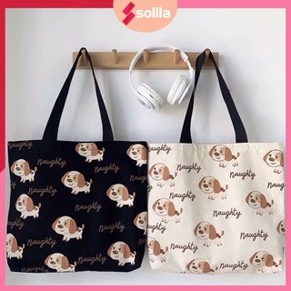 Túi vải canvas cao cấp khổ vuông Cún dễ thương
