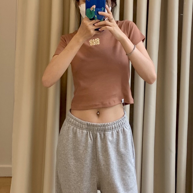 Áo Thêu Goodvibe , Takeiteasy , Snoopy tiemmem - Nâu