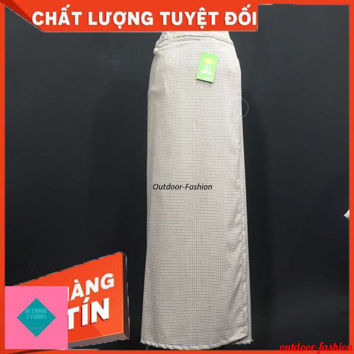 (Hang cao cap) Váy chống nắng xẻ tà vải caro dành cho người từ 50 kg đến 75kg