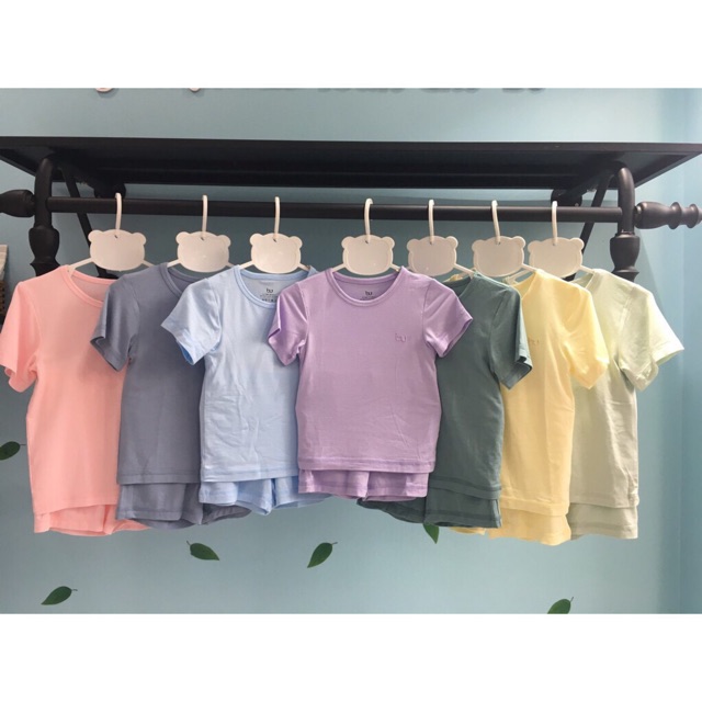 Bộ cộc tay Bu cài vai vải modal  trơn cho bé