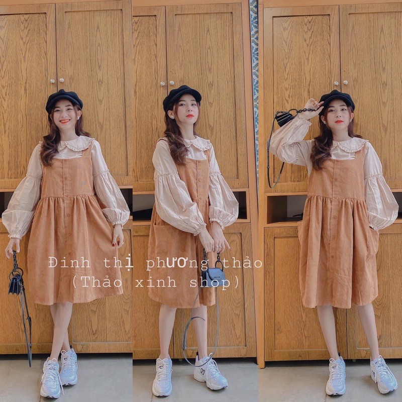 Set Áo Sơ mi mĩ yếm nhung
