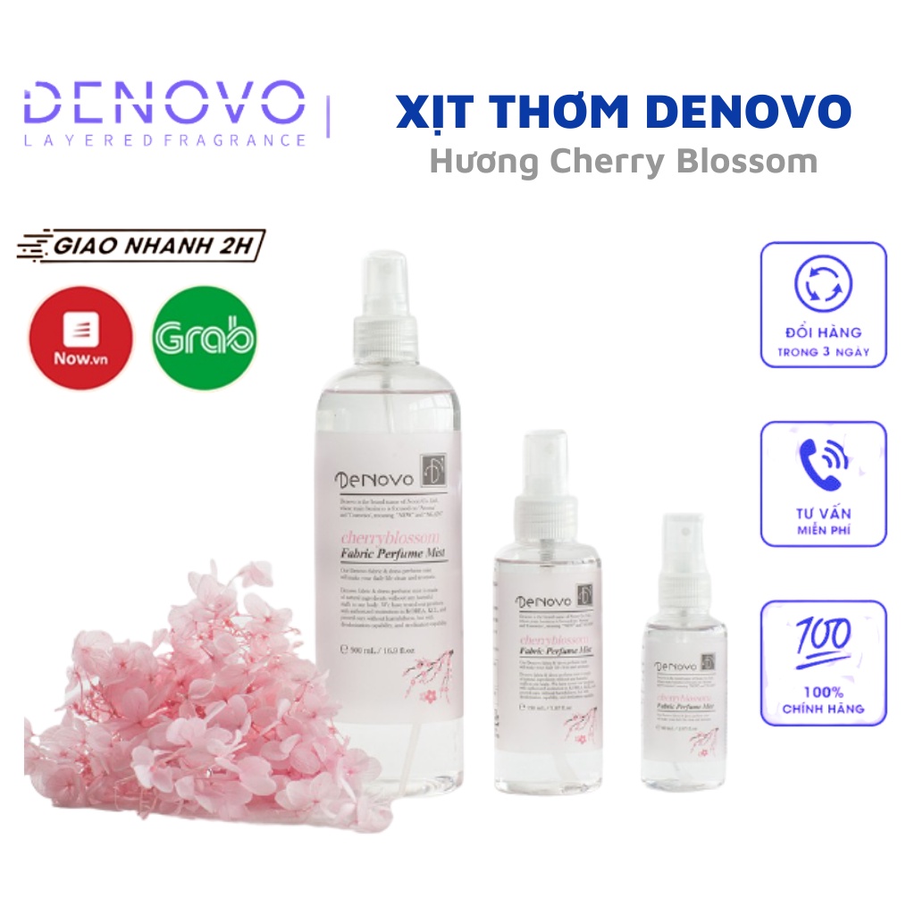 Xịt thơm hương nước hoa DENOVO Hàn Quốc hương Cherry Blossom- Nước xịt khử mùi quần áo, mùi phòng, mùi cơ thể chính hãng