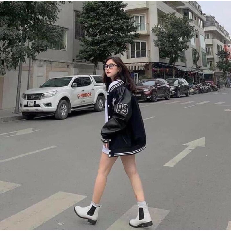 [SIÊU HOT] Áo Bomber Pha Tay Da Siêu Chất
