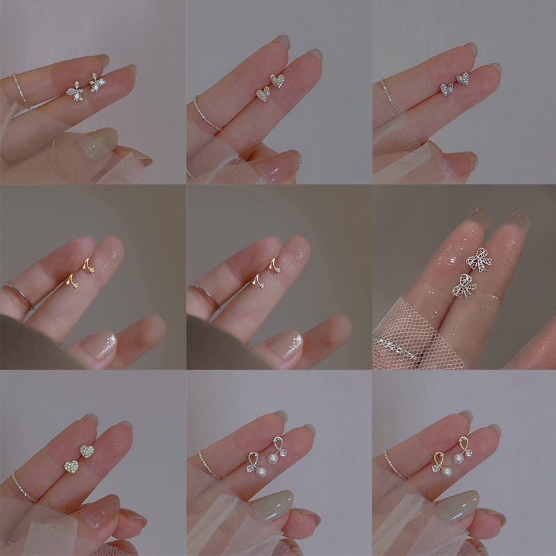 Bông Tai Hình Nơ Đính Ngọc Trai Phong Cách Hàn Quốc Dành Cho Nữ