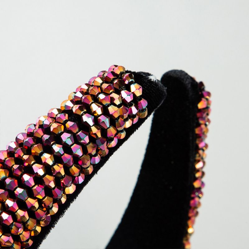 Băng Đô Nhung Bản Rộng Đính Đá Pha Lê Nhiều Màu Sắc