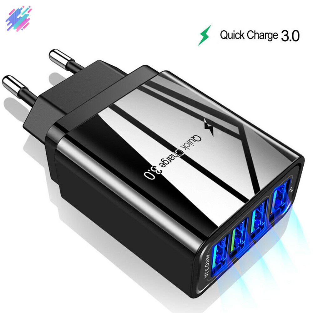 Chốt sạc nhanh QC3.0 4 cổng USB gắn tường điều hợp nguồn