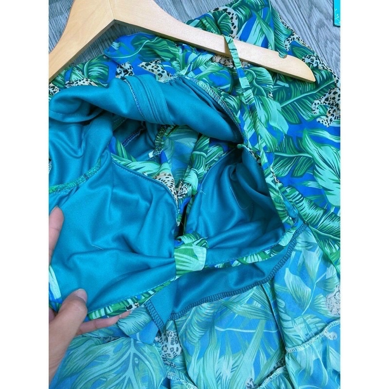 Đầm maxi hoa  2 dây có mút ngực tôn dáng