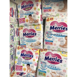 Bỉm merries nội địa nhật cộng miếng đủ size nb96/s88/m68 dán/m64 quần